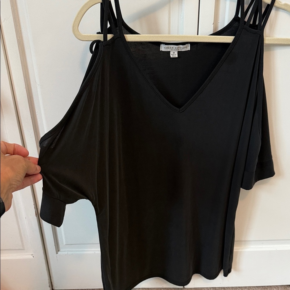 Chelsea & Violet Black Cold Shoulder Blouse